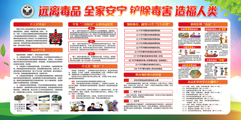 红色简约国际禁毒日宣传栏