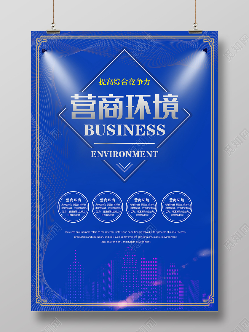 蓝色简约营商环境优化营商环境营商环境海报