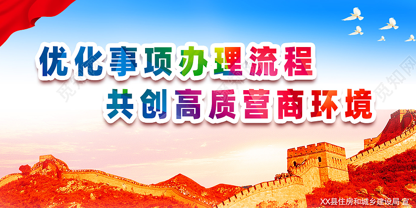 蓝色简约优化营商展板优化营商环境营商环境