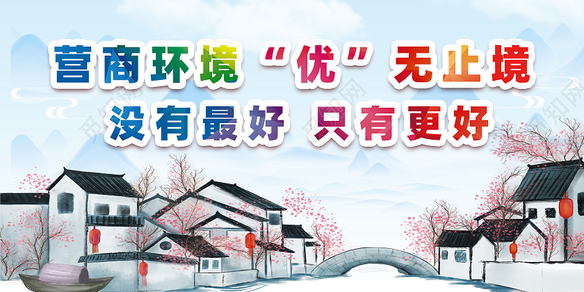 白色简约优化营商展板优化营商环境营商环境