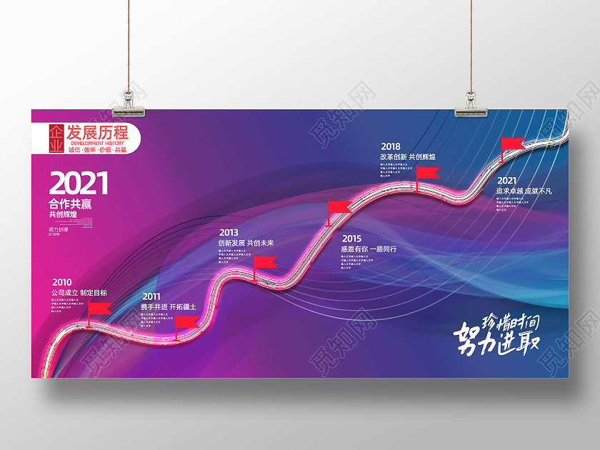 彩色绚丽合作共赢企业发展历程企业历程展板