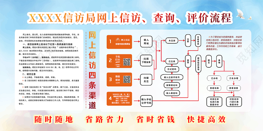蓝白色简约风格信访活动展板