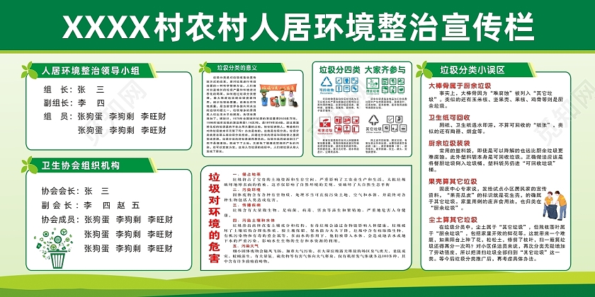 绿色简约农村人居环境整治栏展板
