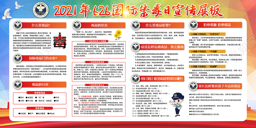 红色简约国际禁毒日宣传栏