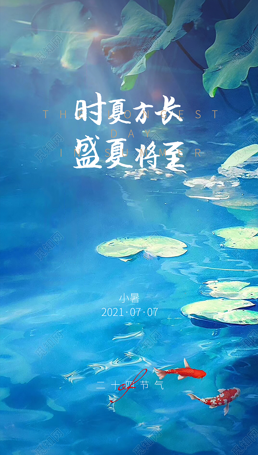 蓝色简约小暑二十四节气宣传海报二十四节气24节日小暑二十四节气24节日小暑ui手机海报