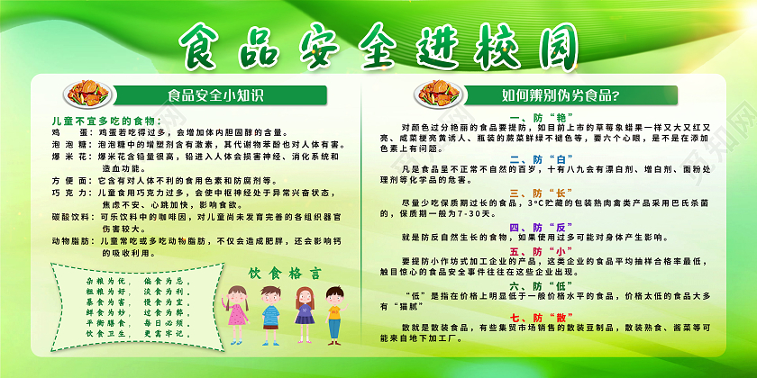 绿色商务校园食品安全宣传栏