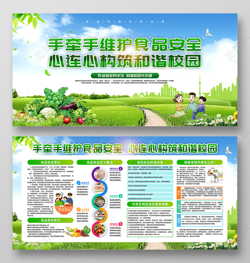 绿色简约校园食品安全宣传栏