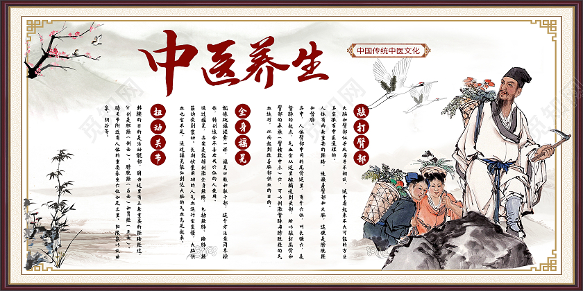 复古简约中医养生简约宣传展板中医海报中医宣传