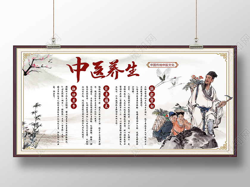 复古简约中医养生简约宣传展板中医海报中医宣传