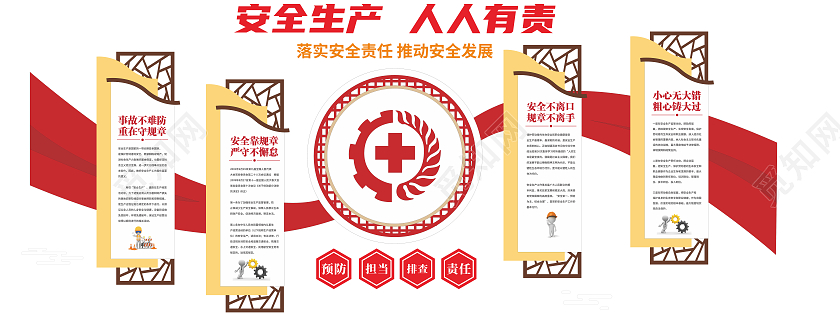 大气中式工地安全生产文化墙安全生产人人有责文化墙
