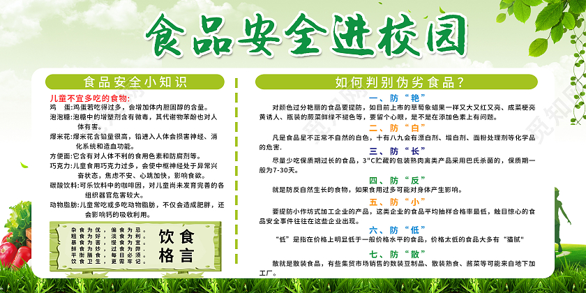 绿色食品安全进校园宣传栏校园食品安全宣传栏