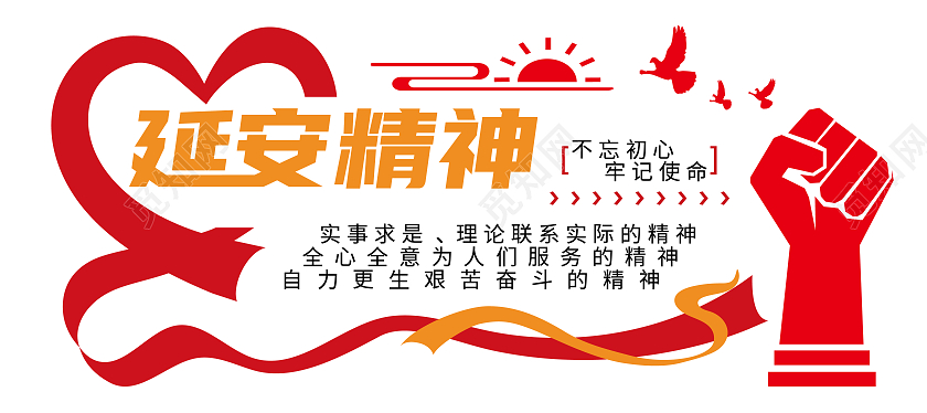 红色微粒体延安精神文化墙