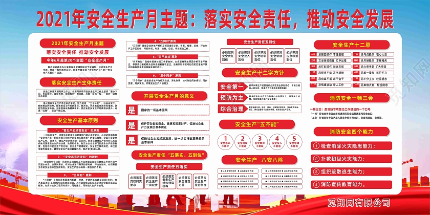 2021年安全生产月落实安全责任推动安全发展宣传展板
