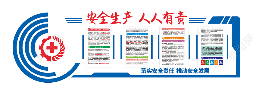 蓝色简约工地施工安全生产知识文化墙安全生产人人有责文化墙
