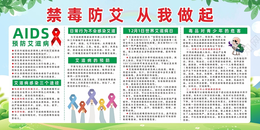 绿色禁毒防艾滋从我做起健康教育宣传栏