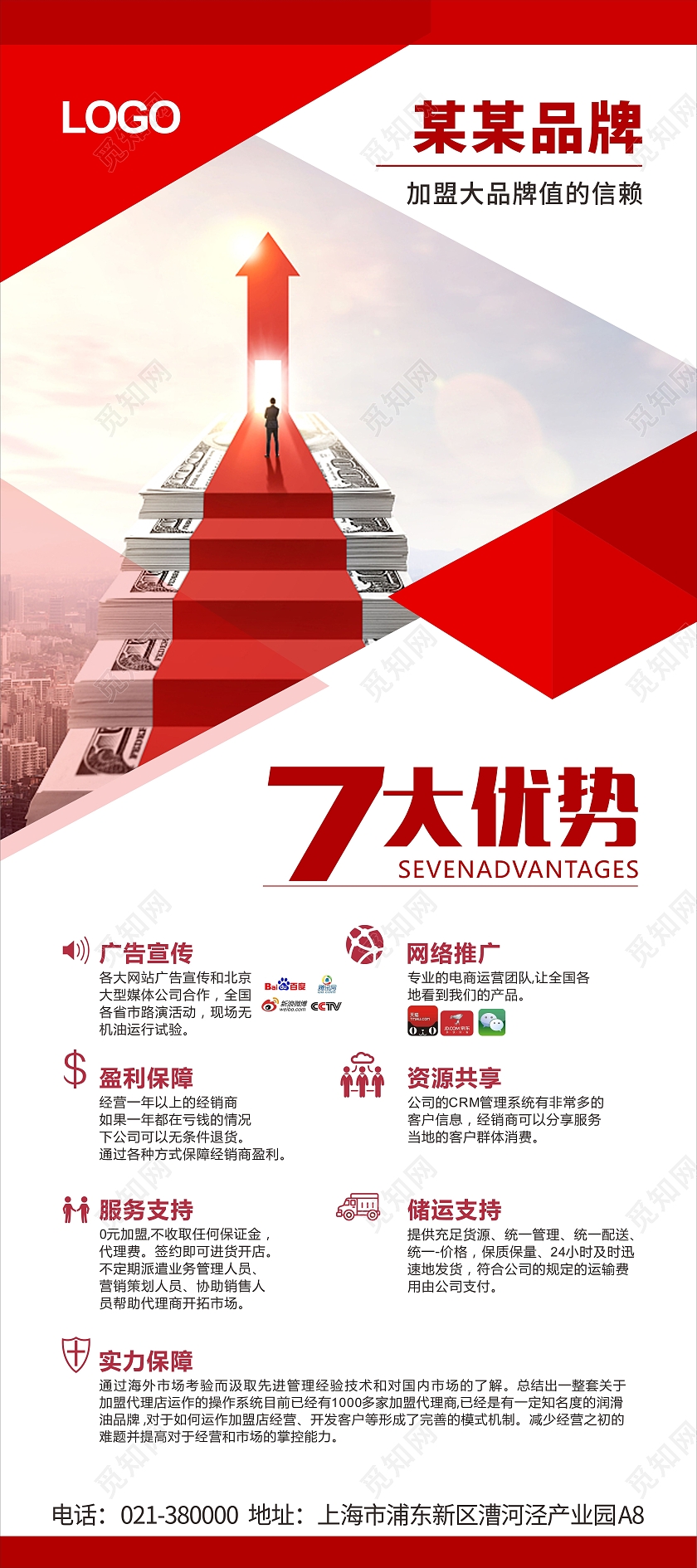 红色加盟品牌招商展架