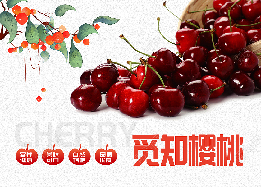 白色简约风樱桃手提包装礼盒设计樱桃包装