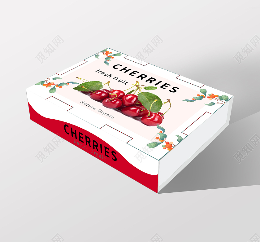 浅色简约风樱桃包装盒设计