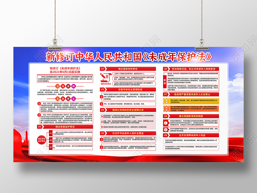 红色未成年人保护法宣传栏