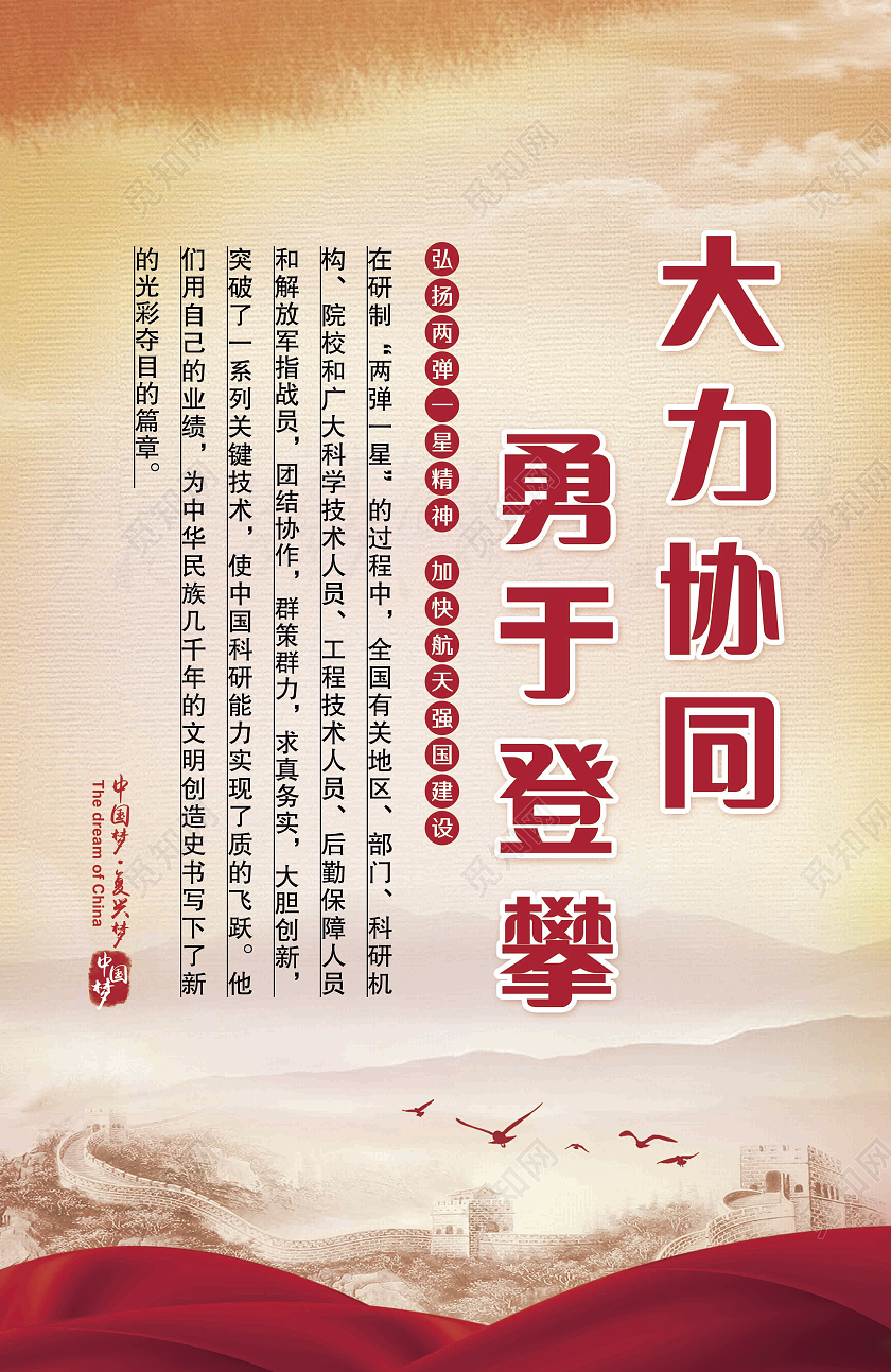 红色两弹一星精神套图海报