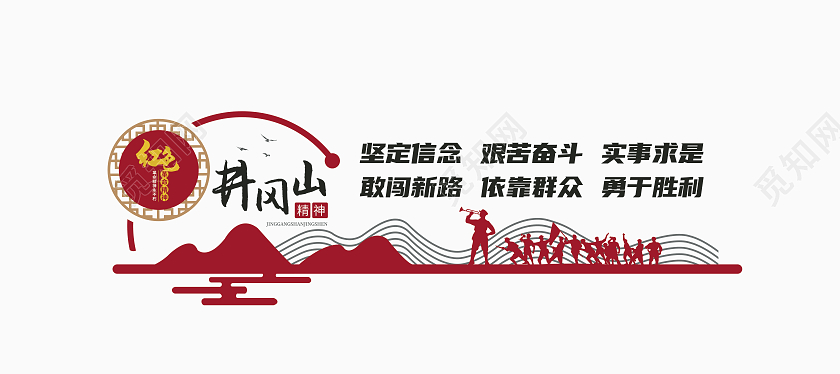 红色简约井冈山精神党建文化墙井冈山精神文化墙