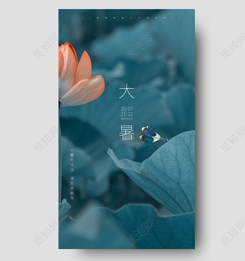 二十四节气  大暑二十四节气24节气大暑ui手机海报