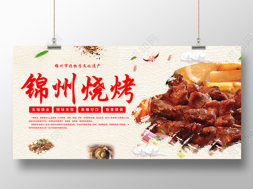 东北锦州非物质文化遗产东北烧烤宣传展板