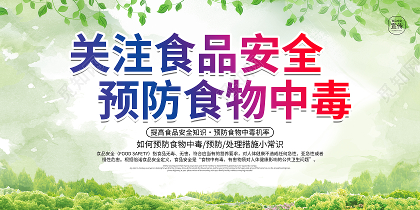 关注食品安全预防食物中毒宣传栏展板
