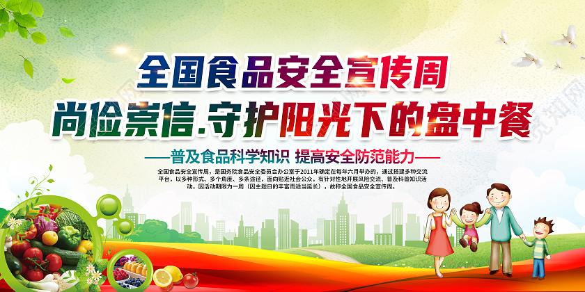绿色风格食品安全宣传展板全国食品安全宣传周宣传栏
