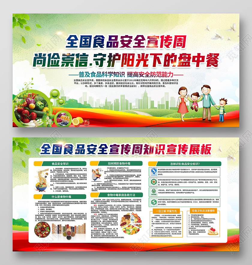 绿色风格食品安全宣传展板全国食品安全宣传周宣传栏