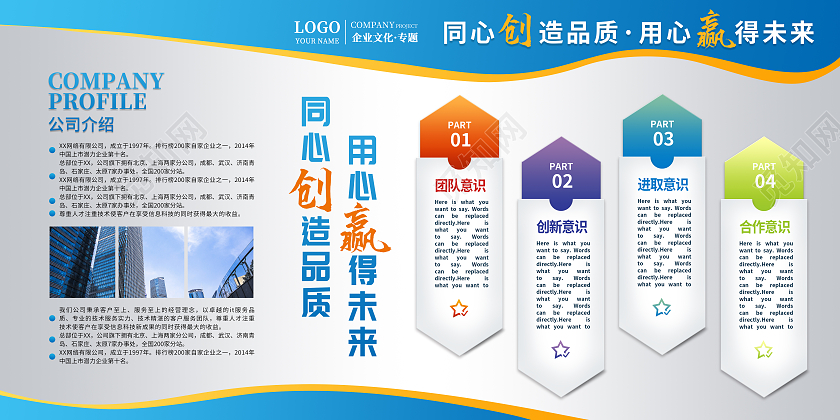 蓝色简约公司介绍宣传展板