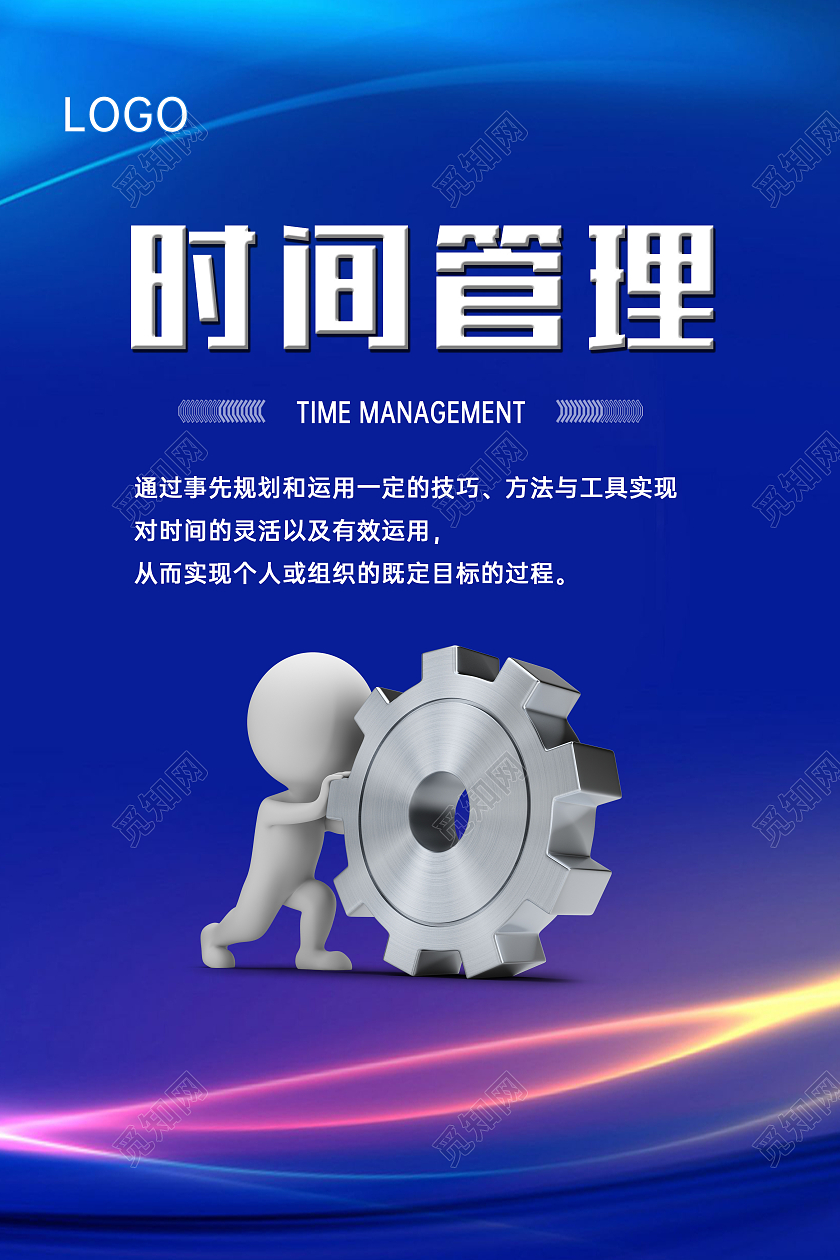 蓝色光效风格五项管理展板