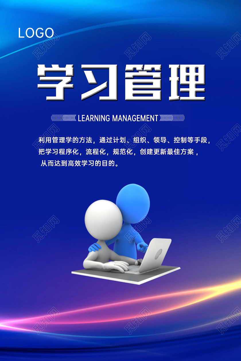 蓝色光效风格五项管理展板