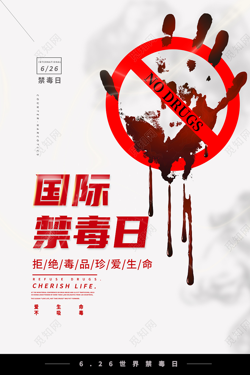 白色简约国际禁毒日海报
