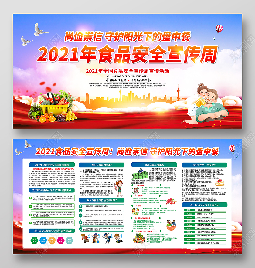 党建风格食品安全宣传展板全国食品安全宣传周宣传栏