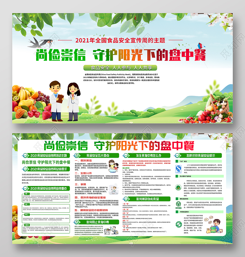 绿色尚检崇信守护阳光下的盘中餐食品安全宣传周全国食品安全宣传周宣传栏