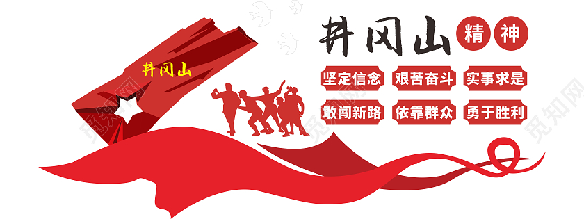 红色大气简约井冈山精神文化墙