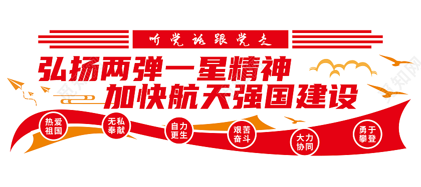红色两弹一星精神矢量文化墙简约两弹一星精神文化墙