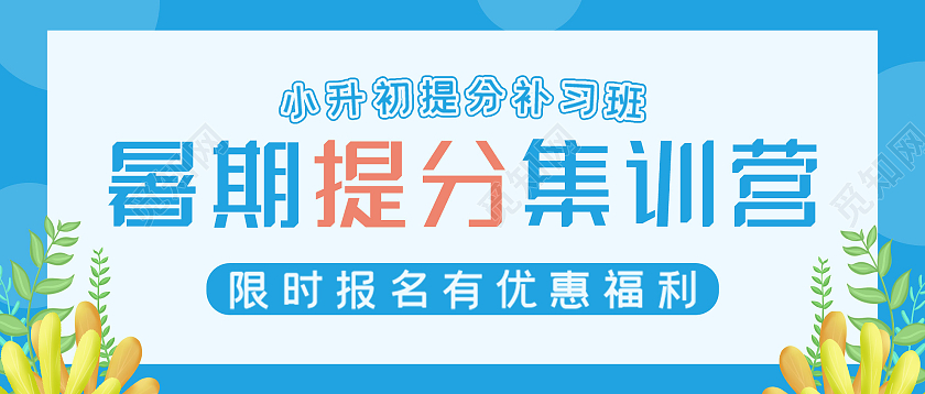 蓝色简约暑期提分集训营报名微信公众号暑假集训营