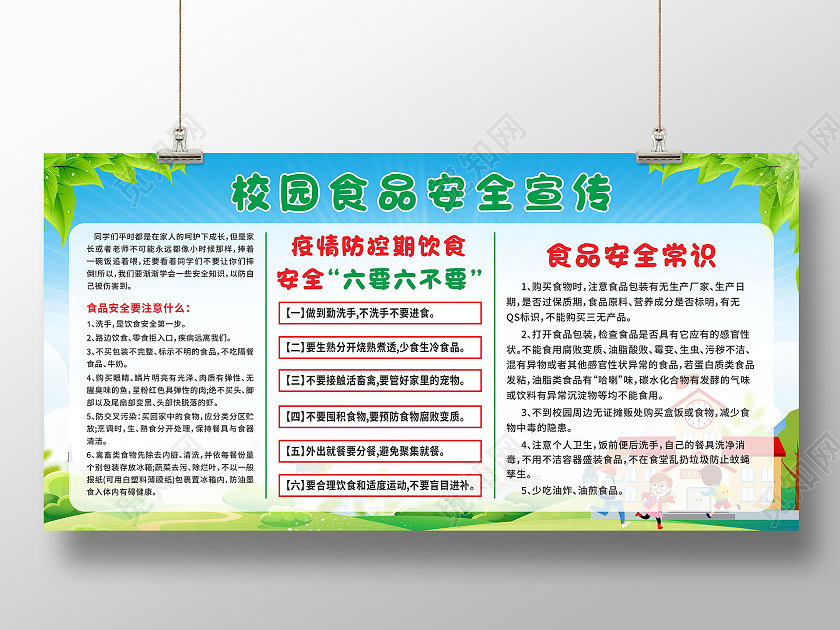 校园食堂食品安全宣传栏展板