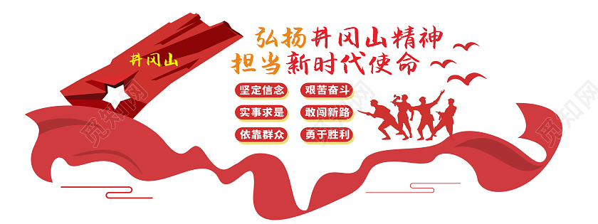 红色简约风格井冈山精神文化墙