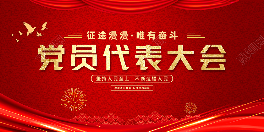 红色简约党员代表大会党员展板