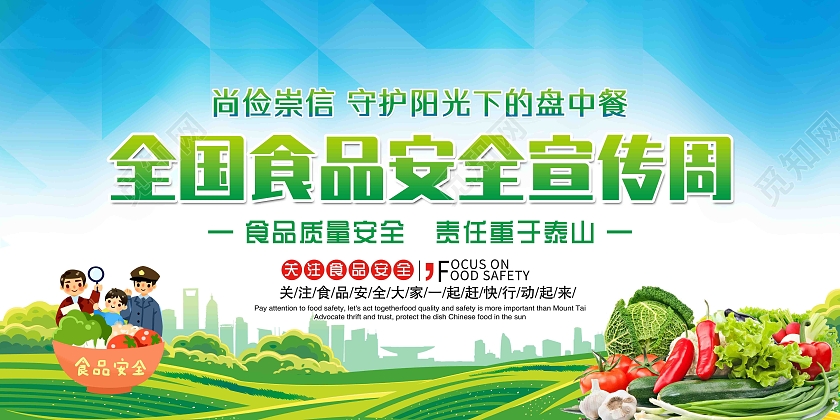 蓝色尚俭崇信守护阳光下的盘中餐全国食品安全宣传周展板全国食品安全宣传周宣传栏