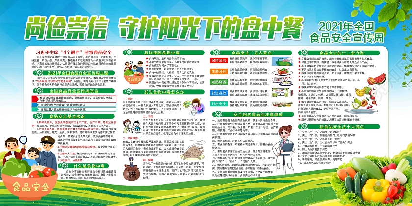 蓝色尚俭崇信守护阳光下的盘中餐全国食品安全宣传周展板全国食品安全宣传周宣传栏
