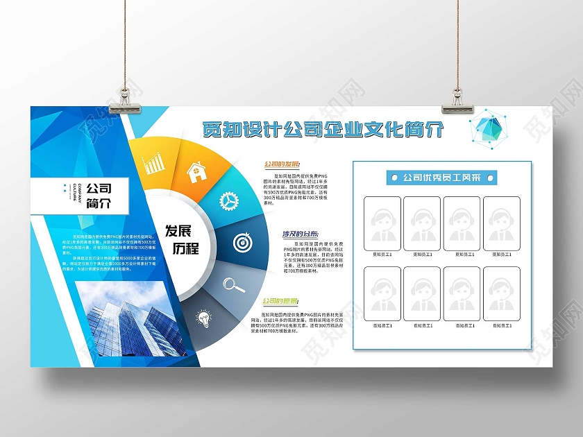 蓝色商务设计公司企业文化简介展板公司介绍展板