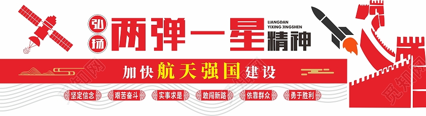 红色简约大气中国风两弹一星