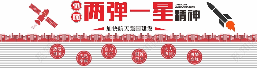 红色简约大气两弹一星