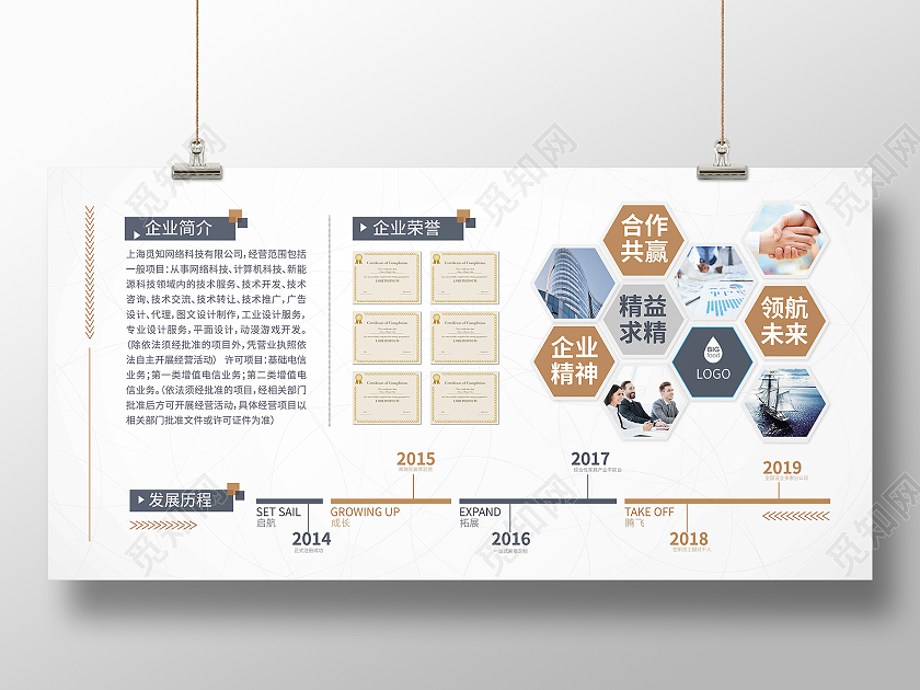 白色简约企业简介展板公司介绍