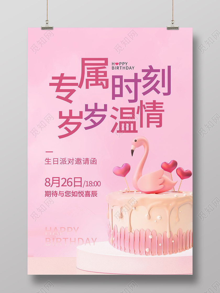 生日派对生日邀请函生日快乐海报