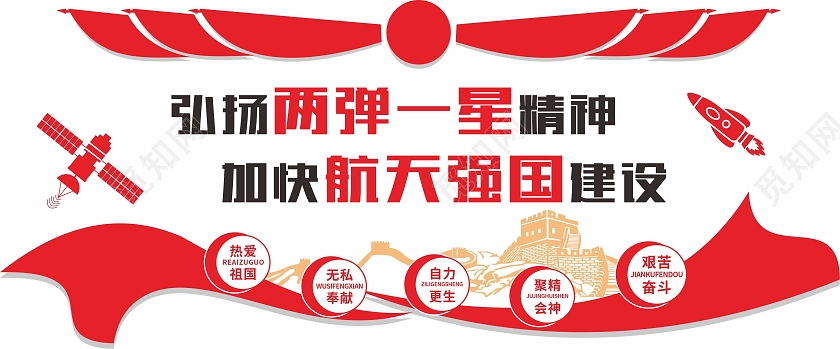 红色简约大气弘扬两弹一星精神加快航天强国建设两弹一星